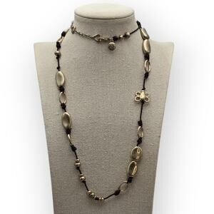 Bee and Flower Gold Tone Long Necklace Statement Beaded Jewelry 32”